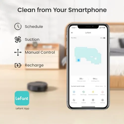 Lefant Robot Vacuum Cleaner with 2200Pa Powerful Suction,120 Mins,Tangle-Free,WiFi/Alexa/APP/Bluetooth,Schedule