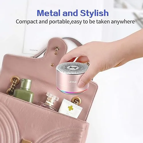 LENRUE A2 Portable Wireless Bluetooth Speaker with Lights and Lanyard,5W Mini Small Metal Speakers Bluetooth 5.0/Aux-in for