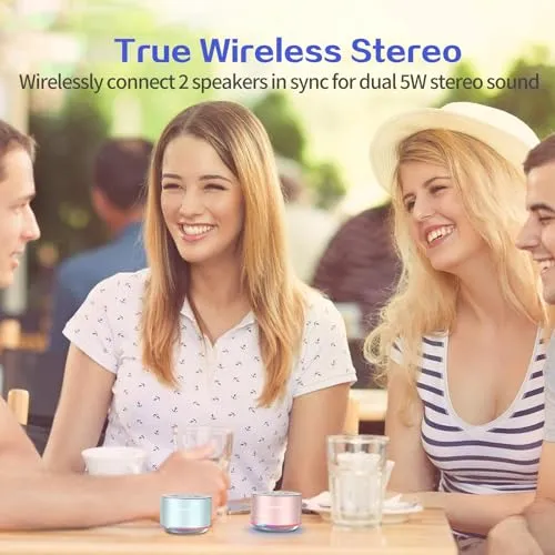 LENRUE A2 Portable Wireless Bluetooth Speaker with Lights and Lanyard,5W Mini Small Metal Speakers Bluetooth 5.0/Aux-in for