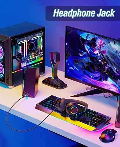 LENRUE Computer Speakers, USB/USB-C Powered PC Speakers with Loud Stereo Sound, Headphone-in for Desktop, iMac, MacBook,