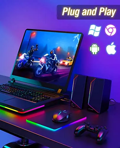 LENRUE Computer Speakers, USB/USB-C Powered PC Speakers with Loud Stereo Sound, Headphone-in for Desktop, iMac, MacBook,