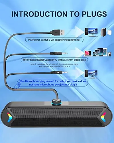 LENRUE Computer Speakers,Wired USB-Powered Sound-bar with 10W Stereo Sound for PC Desktop,Plug -n-Play (A39PRO /Black)