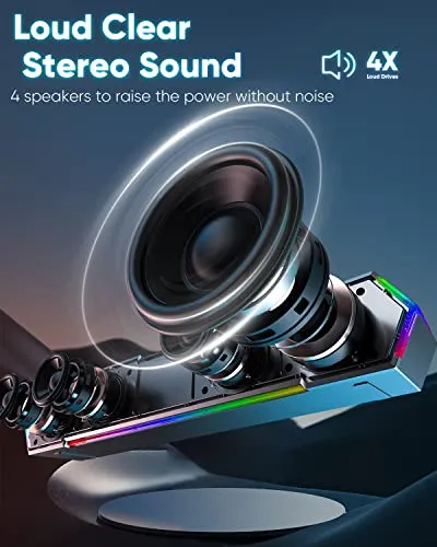 LENRUE G11 Computer Speakers for Desktop, Touch Lights PC Speakers with Surge Clear Sound, USB C/USB Powered for Computer