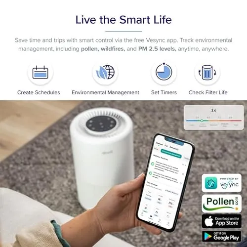 LEVOIT Air Purifier for Home Bedroom, Smart WiFi Alexa Control, Covers up to 915 Sq.Foot, 3 in 1 Filter for Allergies,