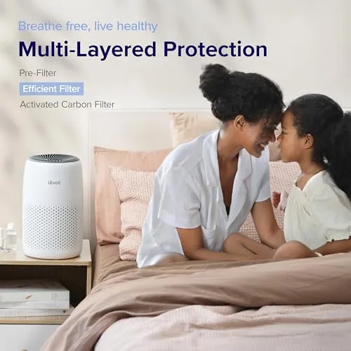 LEVOIT Air Purifiers for Bedroom Home, 3-in-1 Filter Cleaner with Fragrance Sponge for Better Sleep, Filters Smoke,