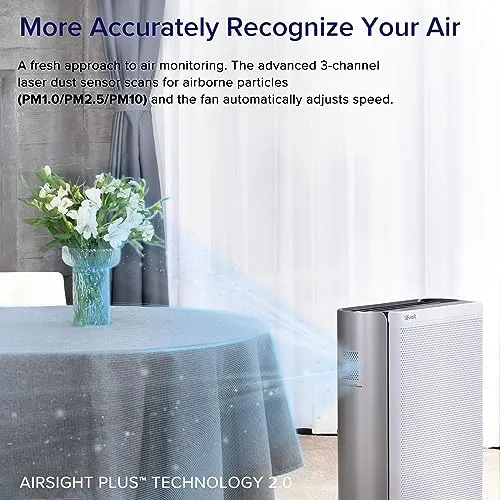 LEVOIT Air Purifiers for Home Large Room with Washable Filter, 3-Channel Air Quality Monitor, Smart WiFi and Filter for