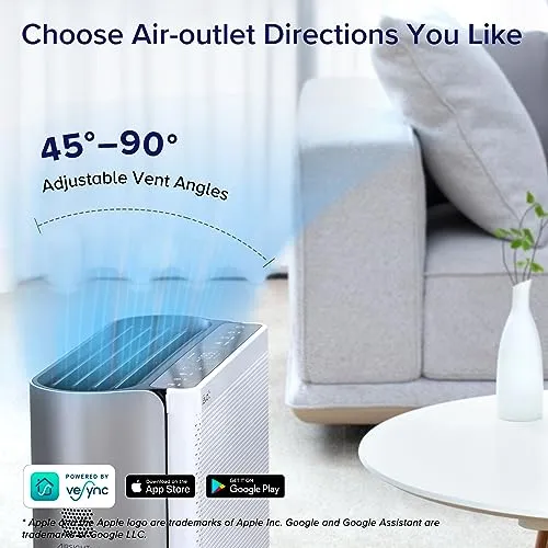 LEVOIT Air Purifiers for Home Large Room with Washable Filter, 3-Channel Air Quality Monitor, Smart WiFi and Filter for