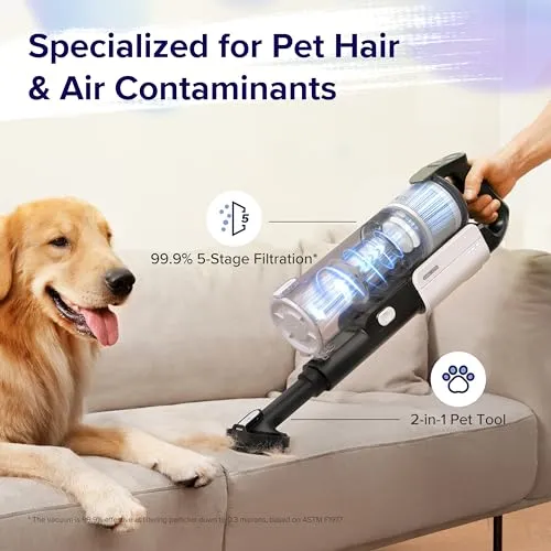 LEVOIT Cordless Vacuum Cleaner, Stick Vac with Tangle-Resistant Design, Up to 50 Minutes, Powerful Suction, Rechargeable,