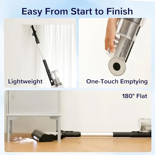 LEVOIT Cordless Vacuum Cleaner, Stick Vac with Tangle-Resistant Design, Up to 50 Minutes, Powerful Suction, Rechargeable,