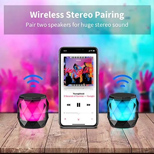 LFS Portable Bluetooth Speaker with Lights, Night Light Wireless Magnetic Waterproof Speaker, 7 Color LED