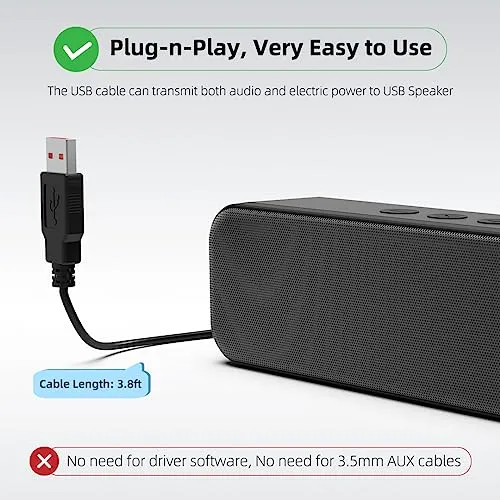 LIELONGREN [Newer] USB Computer Speakers for Desktop, Laptop Speaker, PC Speaker, Small Computer Soundbar with Hi-Quality