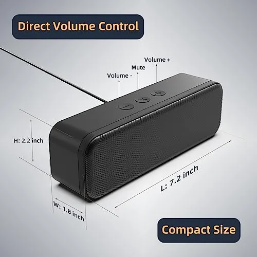 LIELONGREN [Newer] USB Computer Speakers for Desktop, Laptop Speaker, PC Speaker, Small Computer Soundbar with Hi-Quality