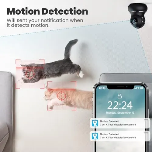 litokam 2K Indoor Security Camera, Litokam 360° Cameras for Home Security Indoor with Motion Detection, Pet Camera with