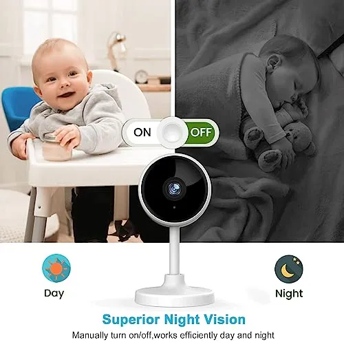 litokam Indoor Camera, Cameras for Home Security with Night Vision, Pet Camera with Phone App, 2K Indoor Security Camera,