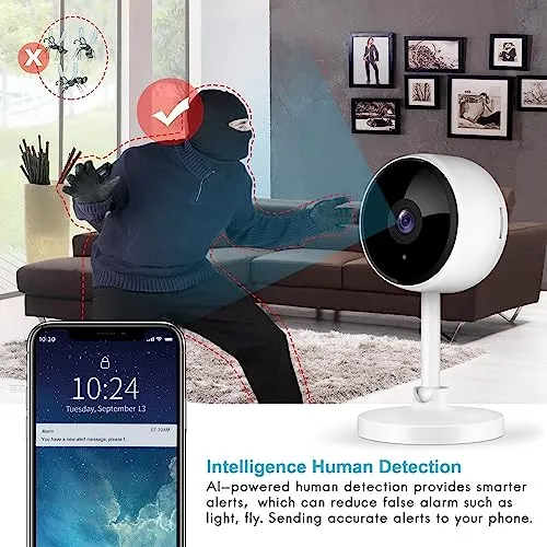 litokam Indoor Camera, Cameras for Home Security with Night Vision, Pet Camera with Phone App, 2K Indoor Security Camera,