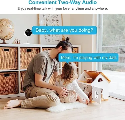 litokam Indoor Camera, Cameras for Home Security with Night Vision, Pet Camera with Phone App, 2K Indoor Security Camera,