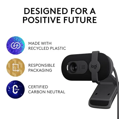 Logitech Brio 101 Full HD 1080p Webcam Made for Meetings and Works for Streaming — Auto-Light Balance, Built-in Mic, Privacy