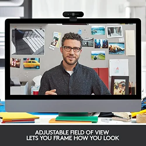 Logitech Brio 4K Webcam, Ultra 4K HD Video Calling, Noise-Canceling mic, HD Auto Light Correction, Wide Field of View, Works