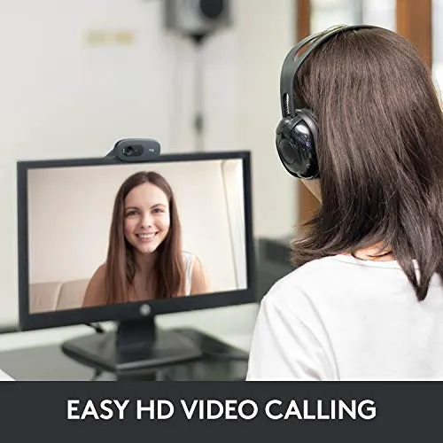 Logitech C270 HD Webcam, 720p, Widescreen HD Video Calling,Light Correction, Noise-Reducing Mic, For Skype, FaceTime,