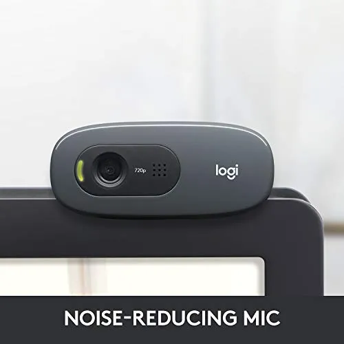 Logitech C270 HD Webcam, 720p, Widescreen HD Video Calling,Light Correction, Noise-Reducing Mic, For Skype, FaceTime,