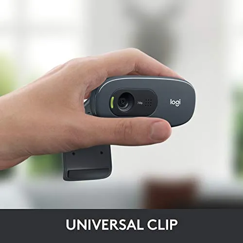 Logitech C270 HD Webcam, 720p, Widescreen HD Video Calling,Light Correction, Noise-Reducing Mic, For Skype, FaceTime,