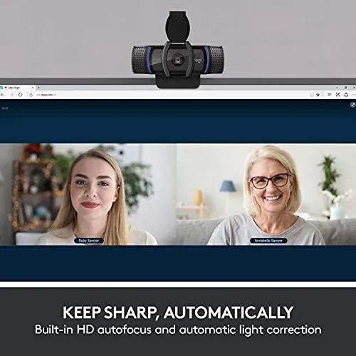 Logitech C920e HD 1080p Mic-Enabled Webcam, certified for Zoom, Microsoft Teams compatible, TAA Compliant + Litra Glow