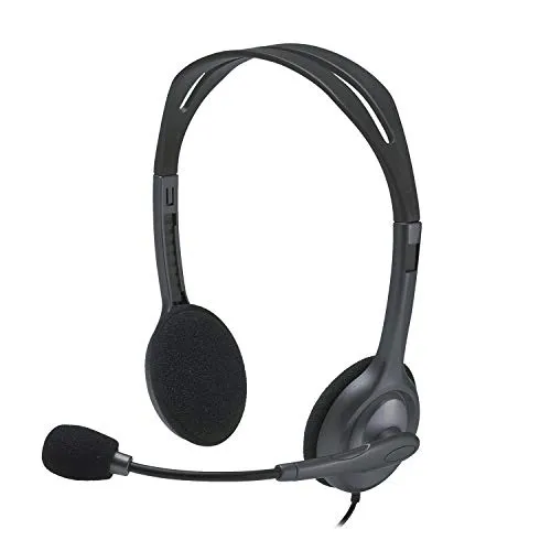 Logitech H111 Wired Headset, Stereo Headphones with Noise-Cancelling Microphone, 3.5 mm Audio Jack,