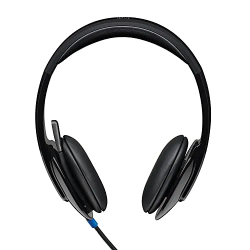 Logitech High-performance USB Headset H540 for Windows and Mac, Skype Certified, Black, 2.3 headset - detail shot