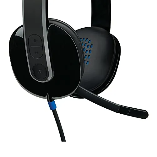 Logitech High-performance USB Headset H540 for Windows and Mac, Skype Certified, Black, 2.3 headset - close-up