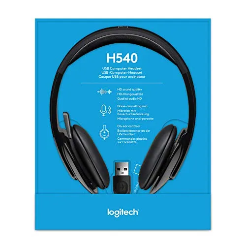Logitech High-performance USB Headset H540 for Windows and Mac, Skype Certified, Black, 2.3 headset - alternate view