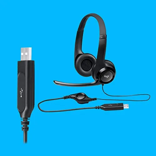 Logitech New h390 USB Headset with noisecanceling Microphone Bulk Packaging, 5.8 Ounce headset - in use