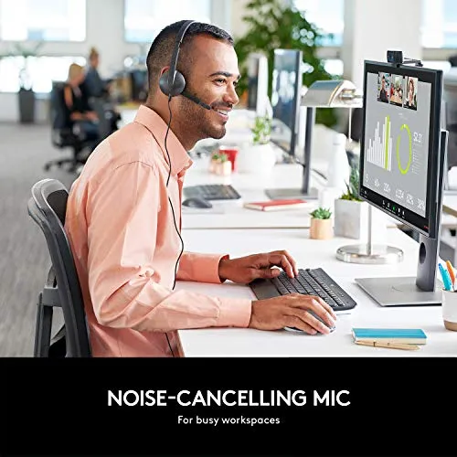 Logitech USB Headset H340, Stereo, USB Headset for Windows and Mac - Black headset - side view