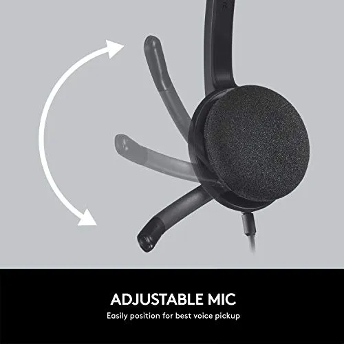 Logitech USB Headset H340, Stereo, USB Headset for Windows and Mac - Black headset - close-up