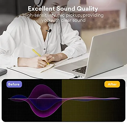 MAONO USB Lavalier Microphone, 192KHZ/24BIT Plug & Play Omnidirectional Lapel Shirt Collar Clip on Mic for PC, Computer,