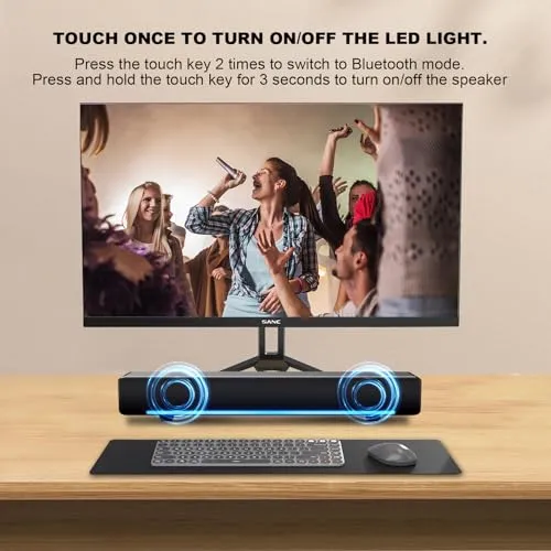 MARBOO Computer PC Bluetooth Soundbar Speakers Wireless USB Powered Laptop Desktop Monitor Speakers for PC Smartphone Ipad