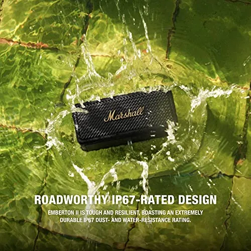 Marshall Emberton II Portable Bluetooth Speaker - Black & Brass Bluetooth speaker - in use