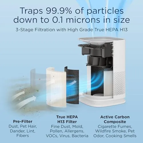 Medify Air Medify MA-14 Air Purifier with True HEPA H13 Filter | 400 ft² per Hour for Smoke, Odors, Pollen, Pets | 99.9%