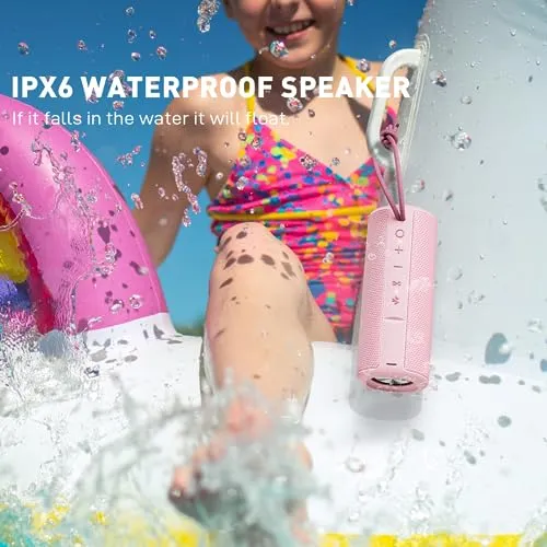 MIATONE Outdoor Portable Bluetooth Speakers Wireless Speaker Waterproof - Pink Bluetooth speaker - in use