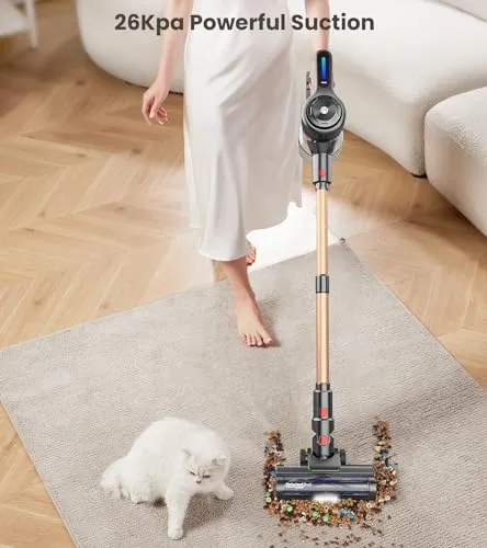 MIBODE Cordless Vacuum Cleaner, 26Kpa Powerful Stick Vacuum, 45min Runtime Vacuum Cleaners for Home, Anti-Tangle & 1.5L Dust