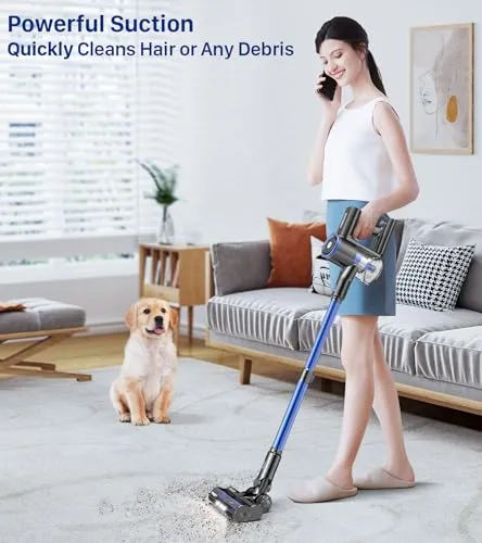 MIBODE Cordless Vacuum Cleaner, Powerful Stick Vacuum with 3 Suction Modes, Max 45Mins Runtime Rechargeable Vacuum,