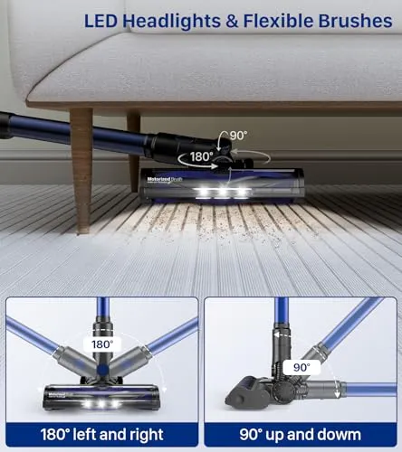 MIBODE Cordless Vacuum Cleaner, Powerful Stick Vacuum with 3 Suction Modes, Max 45Mins Runtime Rechargeable Vacuum,