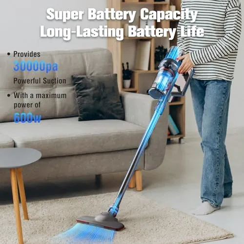 MOYSOUL Cordless Vacuum Cleaner - 9 in 1 Stick Vacuum with 30000pa Powerful Suction & 600W Brushless Motor for Pet Hair