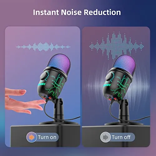MRSDY Gaming Microphone, USB Computer Microphone for PC, Mac, PS4/5, Condenser Podcast Mic for Studio Recording, YouTube,