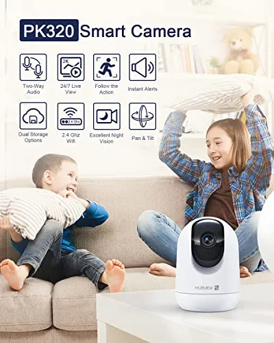 MUBVIEW Indoor Security Camera 2K, Pet Camera with Phone App, WiFi Cameras for Home Security Camera for Dog/ Baby