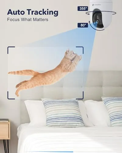 MUBVIEW Indoor Security Camera 2K, Pet Camera with Phone App, WiFi Cameras for Home Security Camera for Dog/ Baby
