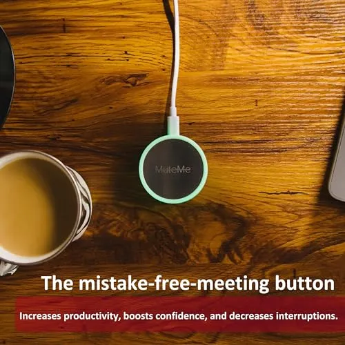 MuteMe - Illuminated Physical Mute Button for Zoom, Teams, WebEx & More (As Seen on Shark Tank)! Mac/PC Compatible. USB Cord