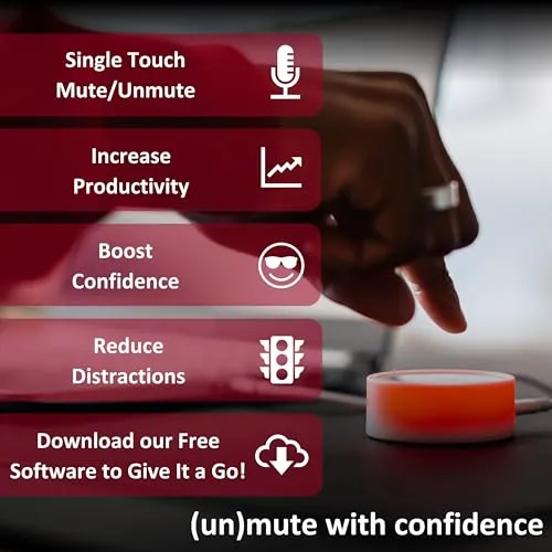 MuteMe - Illuminated Physical Mute Button for Zoom, Teams, WebEx & More (As Seen on Shark Tank)! Mac/PC Compatible. USB Cord