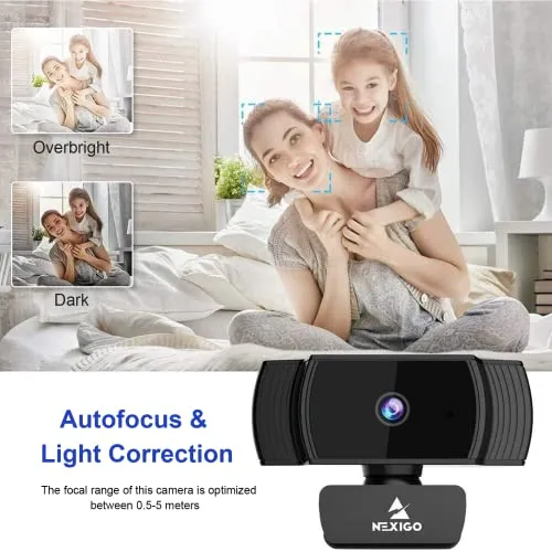 NexiGo N930AF Webcam with Microphone for Desktop, Autofocus, Webcam for Laptop, Computer Camera, 1080p HD USB Web Camera,