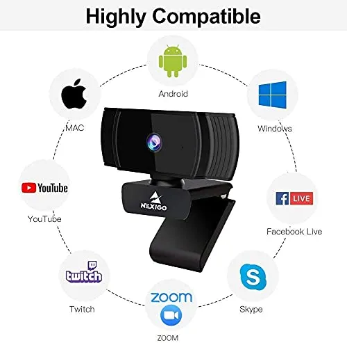 NexiGo N930AF Webcam with Microphone for Desktop, Autofocus, Webcam for Laptop, Computer Camera, 1080p HD USB Web Camera,