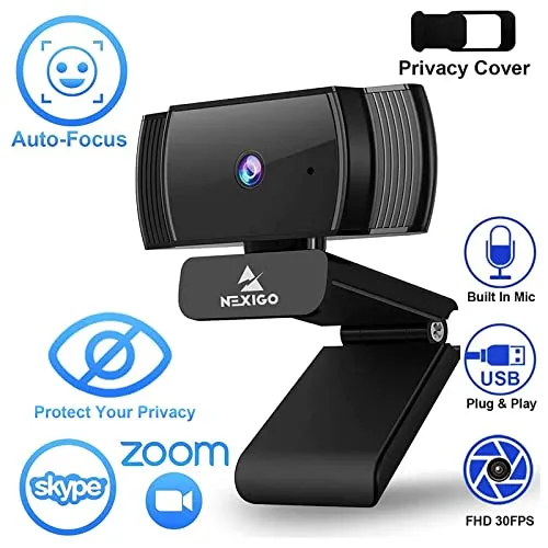 NexiGo N930AF Webcam with Microphone for Desktop, Autofocus, Webcam for Laptop, Computer Camera, 1080p HD USB Web Camera,